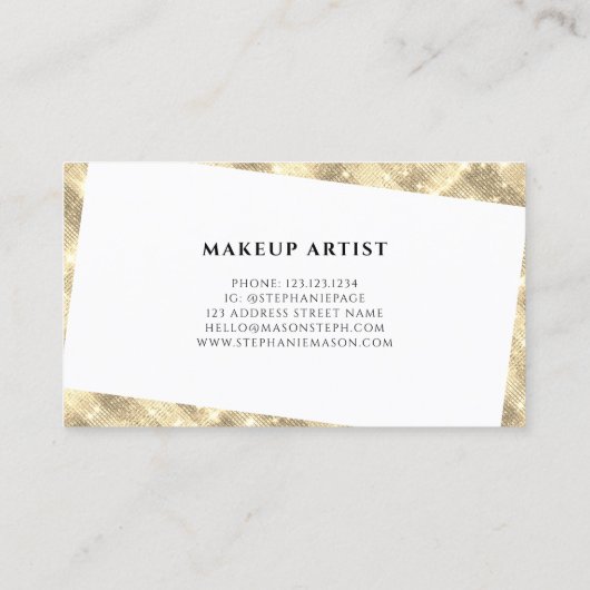 金ゴールドスパークグリッタードリップスリップメイクアップアーティスト 名刺 (裏面)
