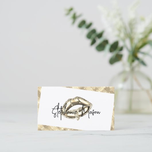 金ゴールドスパークグリッタードリップスリップメイクアップアーティスト 名刺 (スタンド正面)