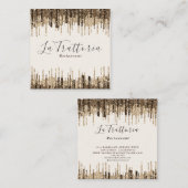 金ゴールドスパークスエレガントドリップスラトラットリアレストラン スクエア名刺 (正面/裏面)