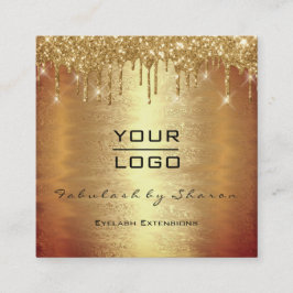 金ゴールドスパークメイクアップアーティストのラッシュドリップあなたのロゴ スクエア名刺