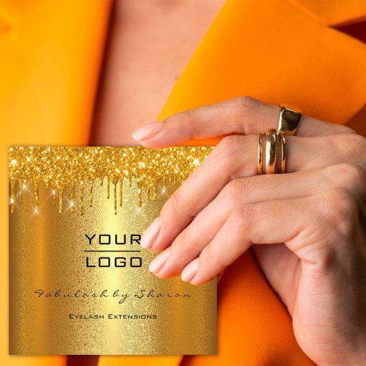 金ゴールドスパークメイクアップアーティストイベントプランナー美しいロゴ スクエア名刺