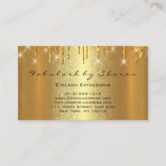 金ゴールドスパークメイクアップアーティストラッシュエステティシャン 名刺 (裏面)