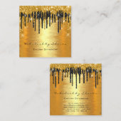 金ゴールドスパークメイクアップアーティストラッシュブラックドリップスルクス スクエア名刺 (正面/裏面)