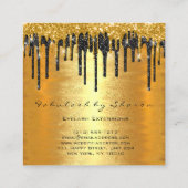 金ゴールドスパークメイクアップアーティストラッシュブラックドリップスルクス スクエア名刺 (裏面)