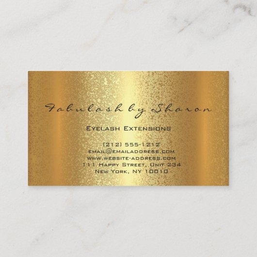 金ゴールドスパークメイクアップアーティストラッシュラエレガントックスロゴ 名刺 (裏面)
