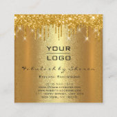 金ゴールドスパークメイクアップアーティストラッズロゴルクス スクエア名刺 (裏面)