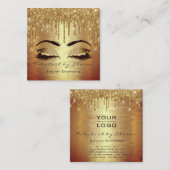 金ゴールドスパークメイクアップアーティストラッズロゴ美しいサロン スクエア名刺 (正面/裏面)