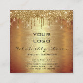 金ゴールドスパークメイクアップアーティストラッズロゴ美しいサロン スクエア名刺 (裏面)