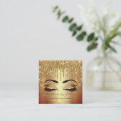 金ゴールドスパークメイクアップアーティストラッズロゴ美しいサロン スクエア名刺 (スタンド正面)