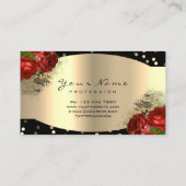 金ゴールドスパークリーのメイクアップアーティストまばたきフローラレッドローズ 名刺 (裏面)