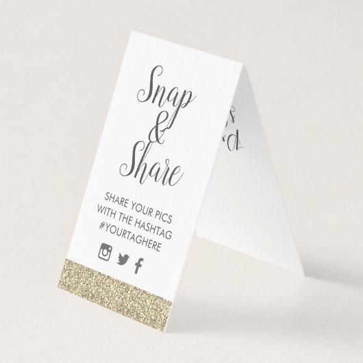 金ゴールドスパークリーグリッターパーティーハッシュタグ署名カード (裏面)