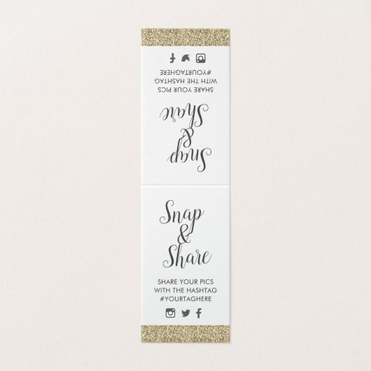 金ゴールドスパークリーグリッターパーティーハッシュタグ署名カード (外部フラット)