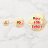 金ゴールドスパークリー幸せ90誕生日バルーンデザイン コンフェッティ (正面)
