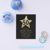 金ゴールドスパークリー星50th誕生日パーティーフライヤー チラシ (シングル)