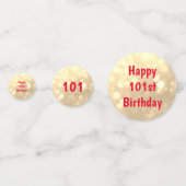 金ゴールドスパークリーHappy 101誕生日バルーンデザイン コンフェッティ (正面)