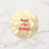 金ゴールドスパークリーHappy 91誕生日バルーンデザイン コンフェッティ (スモール正面)