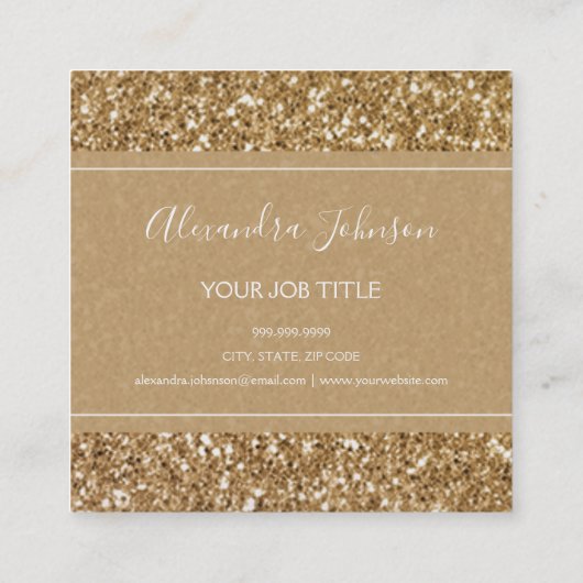 金ゴールドスパークルとグリッターヘア&メイクアップ スクエア名刺 (裏面)