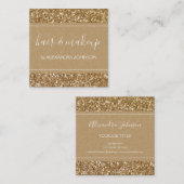 金ゴールドスパークルとグリッターヘア&メイクアップ スクエア名刺 (正面/裏面)