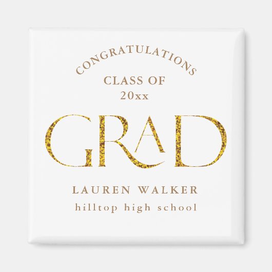 金ゴールドスパークルエレガントスクリプト大学院磁石 マグネット (正面)