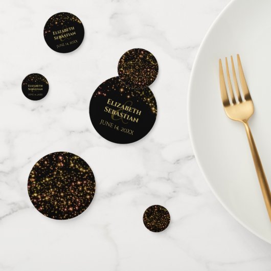 金ゴールドスパークルエレガントフェスティバルブラック結婚ズ コンフェッティ (グループ)