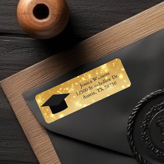 金ゴールドスパークルエンゲージメントキャップシック差出人住所 ラベル