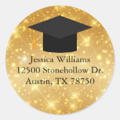 金ゴールドスパークルエンゲージメントシック差出人住所 ラウンドシール (正面)