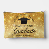 金ゴールドスパークルカスタム大学院卒業生への贈り物 アクセサリーポーチ (裏面)