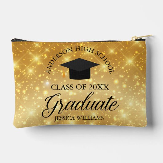 金ゴールドスパークルカスタム大学院卒業生への贈り物 アクセサリーポーチ (裏面)