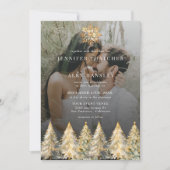 金ゴールドスパークルクリスマス結婚式招待状 招待状 (正面)