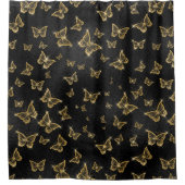 金ゴールドスパークルグラムチョウ シャワーカーテン (正面)