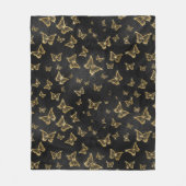 金ゴールドスパークルグラムチョウ フリースブランケット (正面)