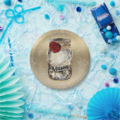 金ゴールドスパークルグラムレッドローズメイソンジャーパーティー ペーパープレート (パーティー)