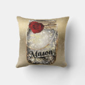 金ゴールドスパークルグラムレッドローズメイソンジャー クッション (裏面)