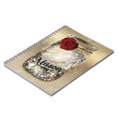 金ゴールドスパークルグラムレッドローズメイソンジャー ノートブック (左側)