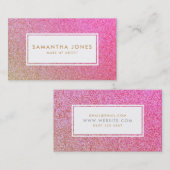 金ゴールドスパークルグリッターガーリーピンクメイクアップアーティスト 名刺 (正面/裏面)