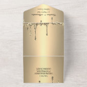 金ゴールドスパークルグリッタースクリプトRSVP モダン QRコード オールインワン招待状 (外側)