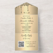 金ゴールドスパークルグリッタースクリプトRSVP モダン QRコード オールインワン招待状 (内側)