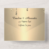 金ゴールドスパークルグリッタースクリプトRSVP モダン QRコード オールインワン招待状 (裏面)