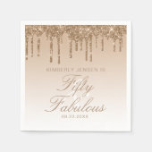 金ゴールドスパークルグリッタードリップ50と素晴らしい誕生日 スタンダードカクテルナプキン (正面)