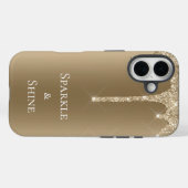 金ゴールドスパークルグリッタードリップ Case-Mate iPhoneケース (裏面 (横))