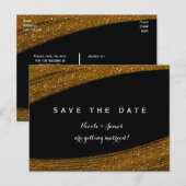 金ゴールドスパークルグリッターブラック日付はがきを保存 案内ポストカード (正面/裏面)