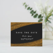 金ゴールドスパークルグリッターブラック日付はがきを保存 案内ポストカード (スタンド正面)