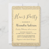 金ゴールドスパークルグリッターヘンパーティー 招待状 (正面)