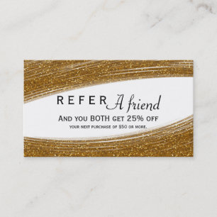 金ゴールドスパークルグリッター&ホワイトシックなクライアントカード 紹介カード