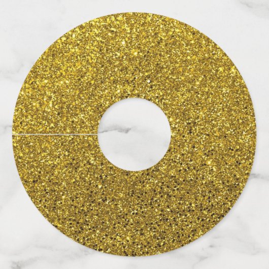 金ゴールドスパークルグリッター ワイングラスタグ (正面)