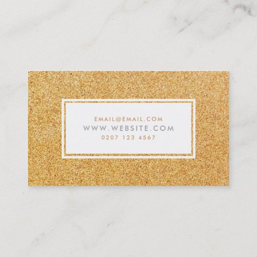 金ゴールドスパークルシンプルグリッターモダンメイクアップアーティスト 名刺 (裏面)
