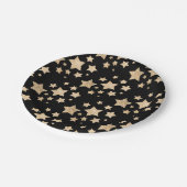 金ゴールドスパークルスターズメリークリスマスホリデーブラック ペーパープレート (アングル)