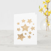 金ゴールドスパークルスターズメリークリスマスホリデーホワイト カード (黄色い花)