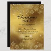 金ゴールドスパークルスノーフレーククリスマスホリデー招待状 招待状 (正面/裏面)