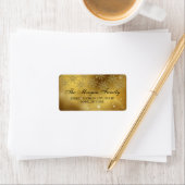 金ゴールドスパークルスノーフレーククリスマス住所 シール (インサイチュ)